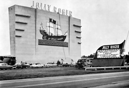 Jolly Roger Drive-In Theatre - Screen And Marquee - Photo From Rg (newer photo)